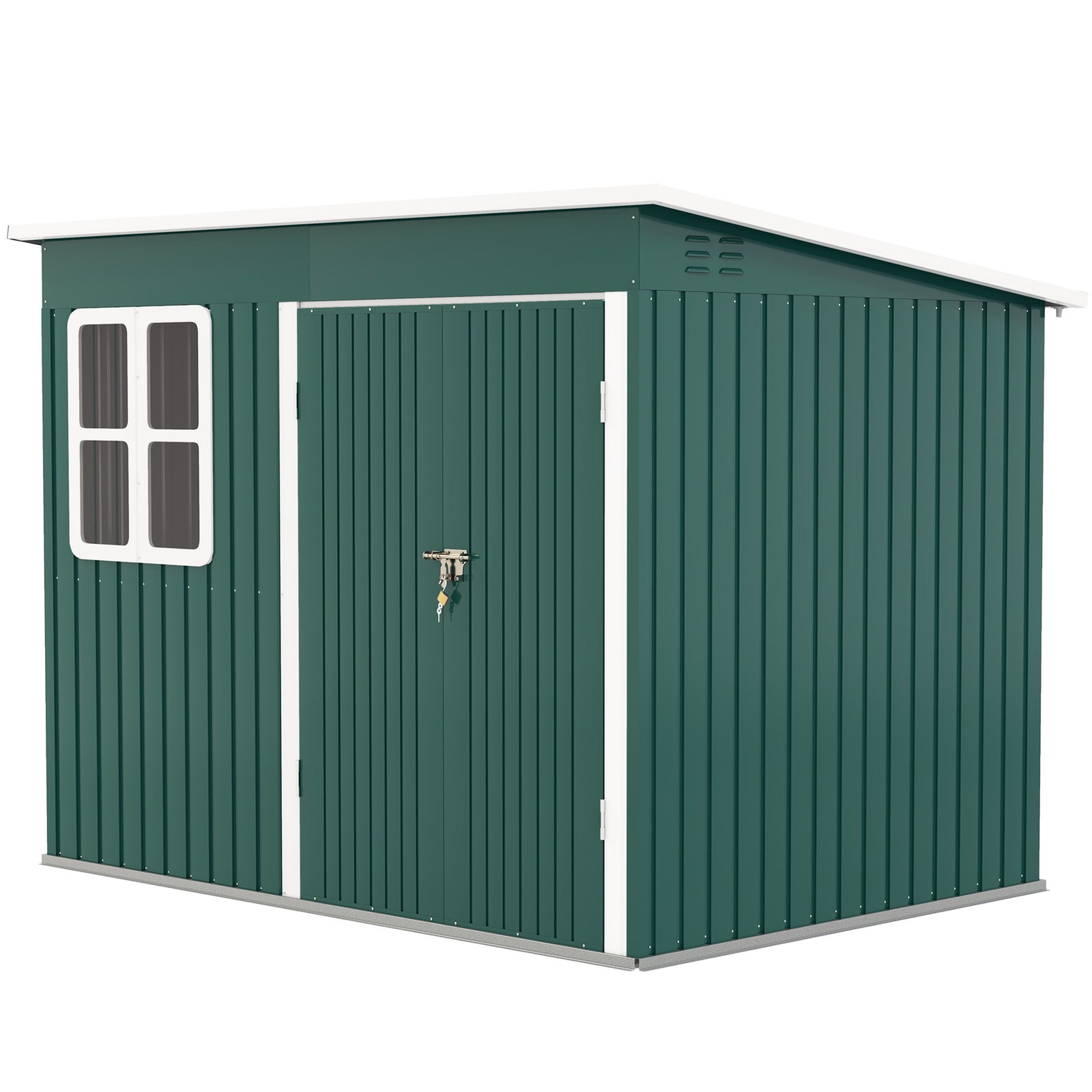 8.5 X 6ft Galvanised Steel Garden Shed With Foundation Kit | Green