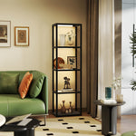 Led Floor Lamp With Glass Shelves, Dimmable Room Lamp | Black