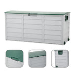 290l Weatherproof Garden Storage Box Outdoor Cabinet With Wheels | Green