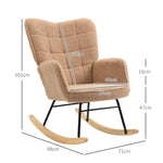 Wingback Rocking Chair For Nursing W/ Steel Frame | One Size | Brown