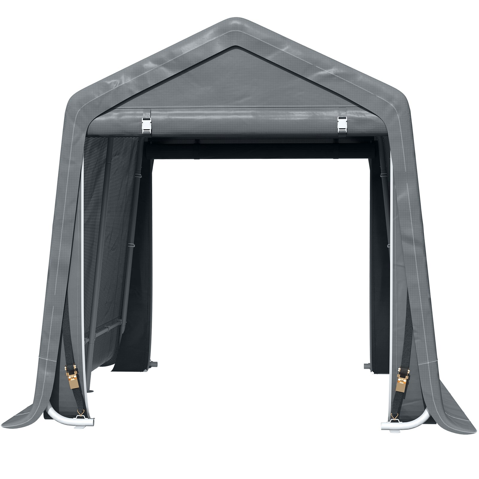 Garden Storage Tent Bike Shed W/ Metal Frame & Zipper Doors