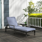 Rattan Wicker Chaise Lounger W/ Adjustable Backrest | Dark Gray