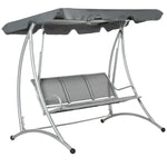 3 Seat Metal Fabric Backyard Balcony Patio Swing Chair | Gray