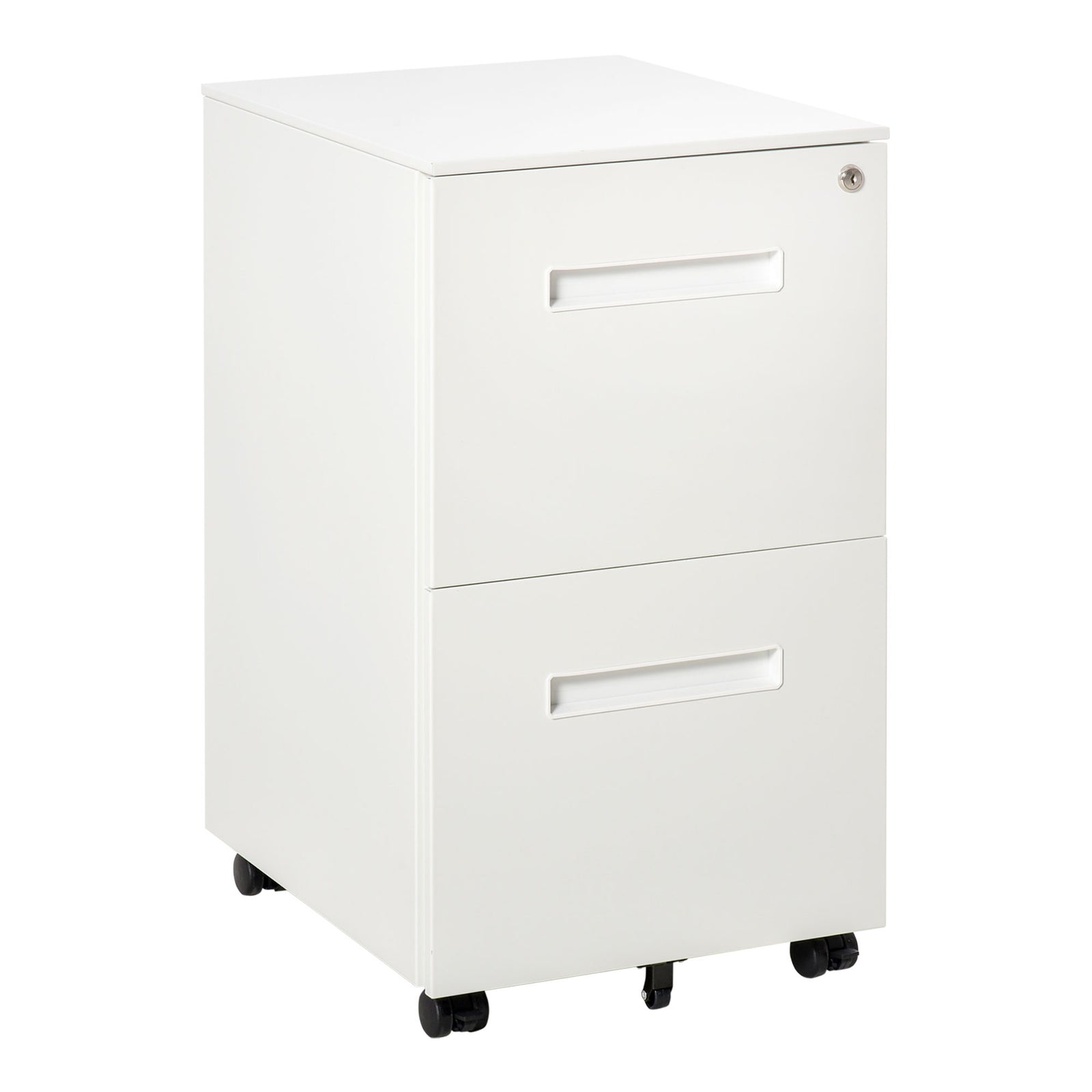 Mobile Lockable File Cabinet With Hanging File Folder | One Size | White