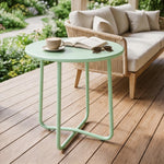 Metal Garden Side Table, 48 Cm Round Outdoor Table | Green