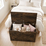 Storage Trunk For Living Room, With Safety Hinge, 80cm | Rustic Brown