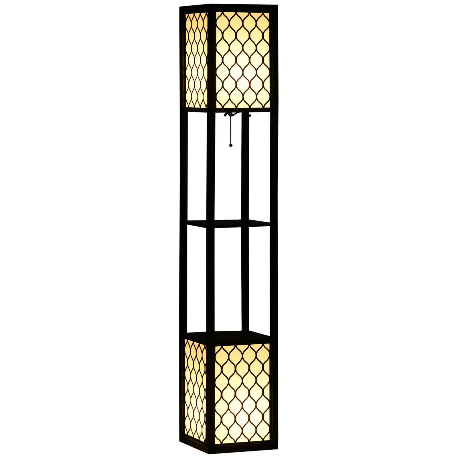2-light Modern Floor Lamp With Shelves Living Room Bedroom | One Size | Black
