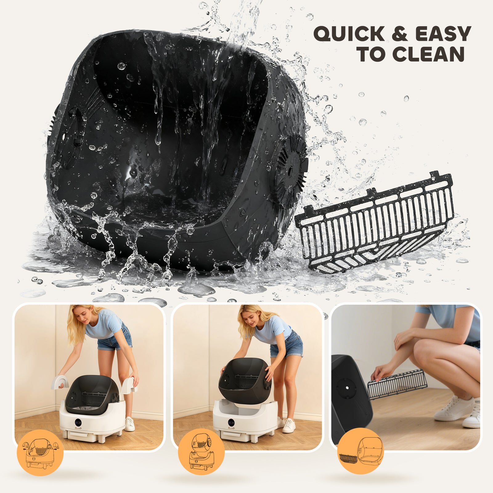 PawHut Self Cleaning Cat Litter Tray With Integrated Security Protection