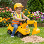 Ride On Tractor Toddler Excavator With Manual Digger, Horn Yellow
