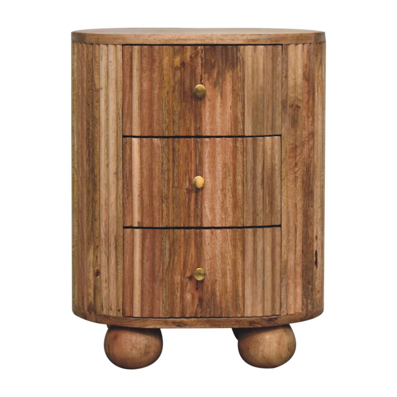 Solid Wood Soba Ball 3 Drawer Bedside