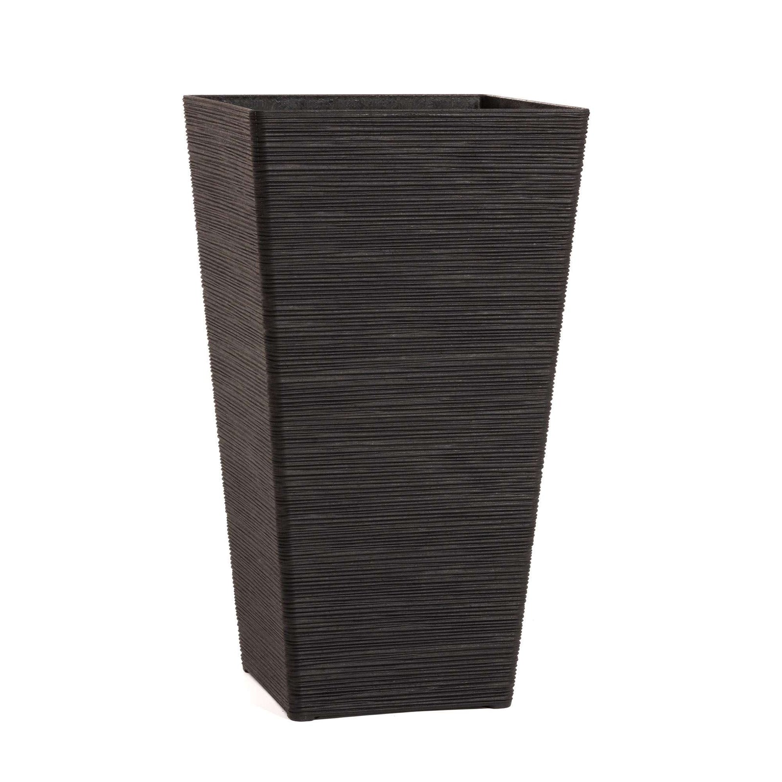 61cm Tall Textured Black Rubber Planters - Indoor Outdoor Planter | Set-of-2