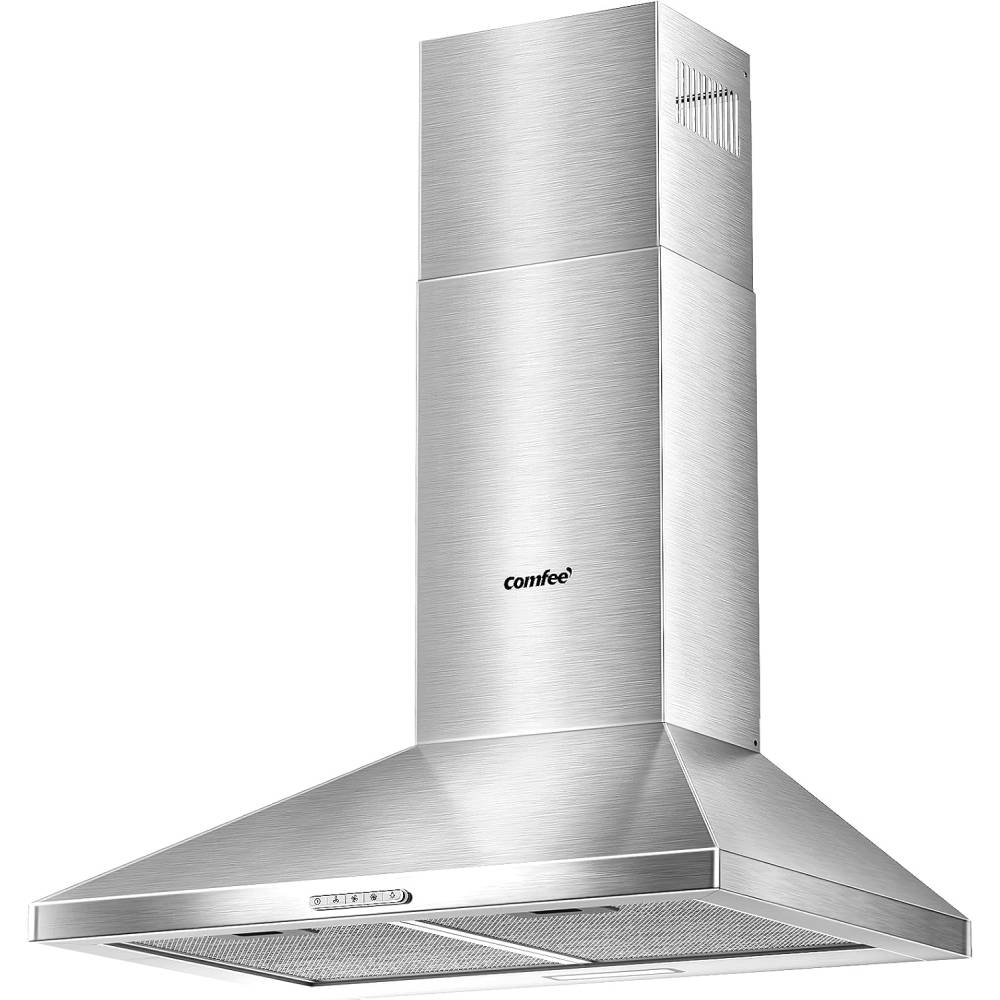 3-speed Stainless Steel Wall Mounted Chimney Range Hood With Led Light
