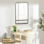Rectangle Wall Mirror With Shelf 70 X 50/86 X 53cm | Large | Black