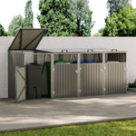 4 Bin Storage Shed – Heavy-duty Galvanized Steel Outdoor Bin Store With Lift-up Lids & Lockable Doors | Grey