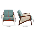 Corduroy Armchair With Rattan-weave Side Panels – Accent Chair With Rubberwood Legs | Green