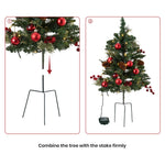 Set Of 2 Led Christmas Trees Artificial Pine With Red Berries, Baubles & Pinecones, 8 Lighting Modes, Timer Function