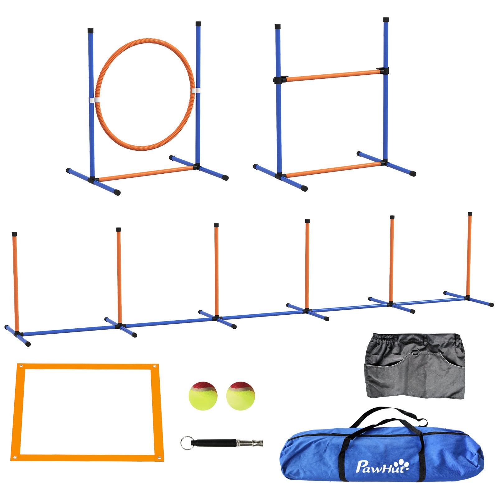 8 Piece Dog Agility Equipment Set, Outdoor Agility Kit For Pet, Orange