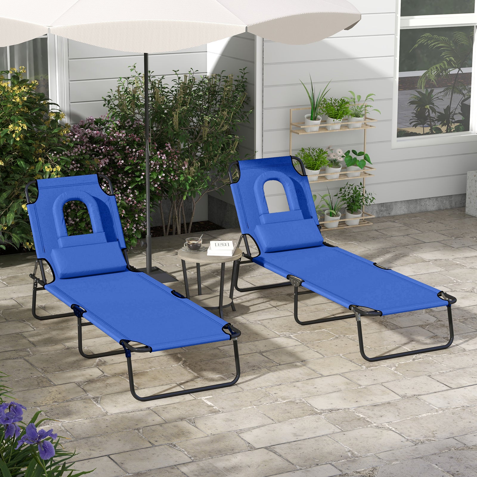 Set Of 2 Sun Lounger Recliner Chairs | Set of 2 | Blue