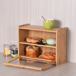 2-tier Bamboo Bread Box For Kitchen Counter