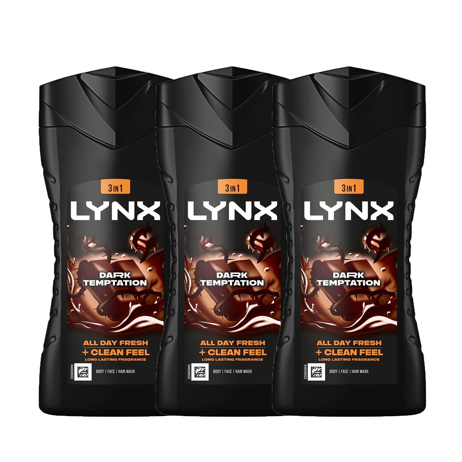 Dark Temptation 12-h Refreshing Fragrance Shower Gel Body Wash, 3x 225ml