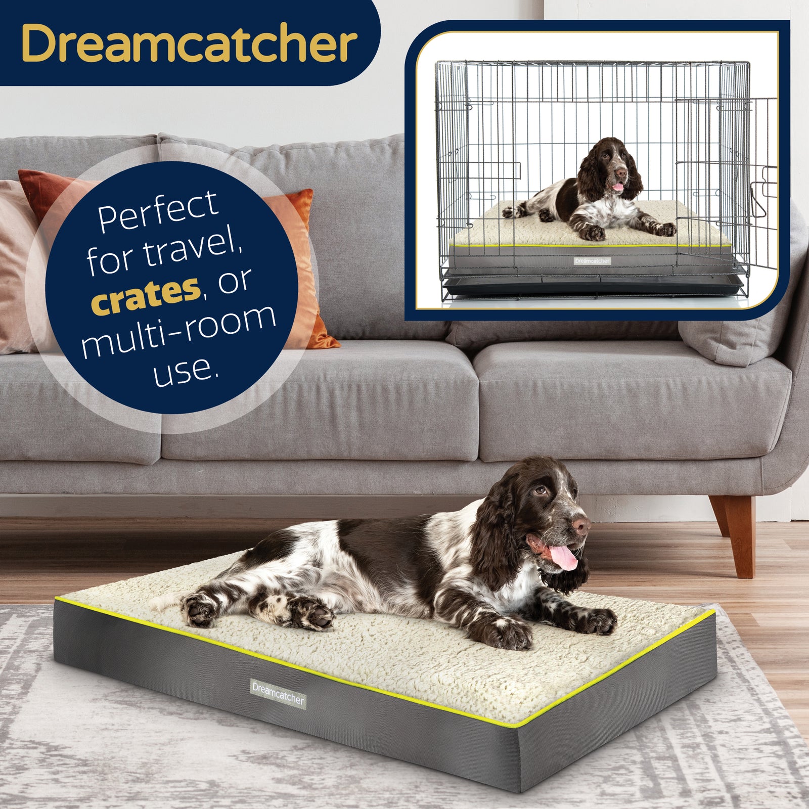 Grey Small To Xxl Dog Beds Orthopaedic Extra Large Flat Crate Pet Mattress, Removable Washable Cover | 91cm | Grey
