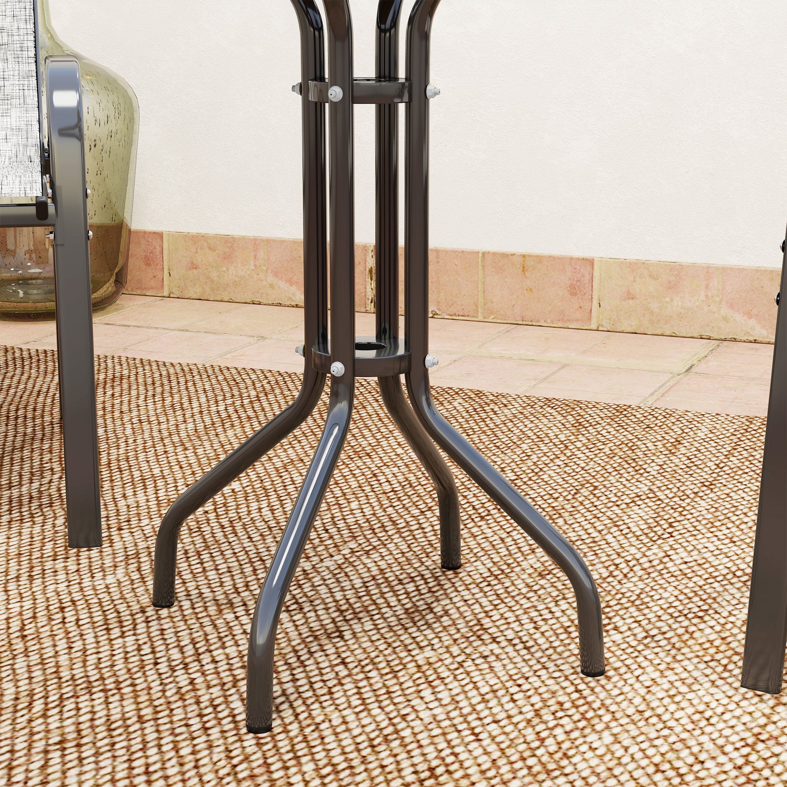 Garden Bistro Set, Small Garden Set W/ Stackable Chairs | Dark Gray