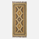 Ravar Brown & Gold Kilim Wool Rug | 180cm x 90cm | Brown