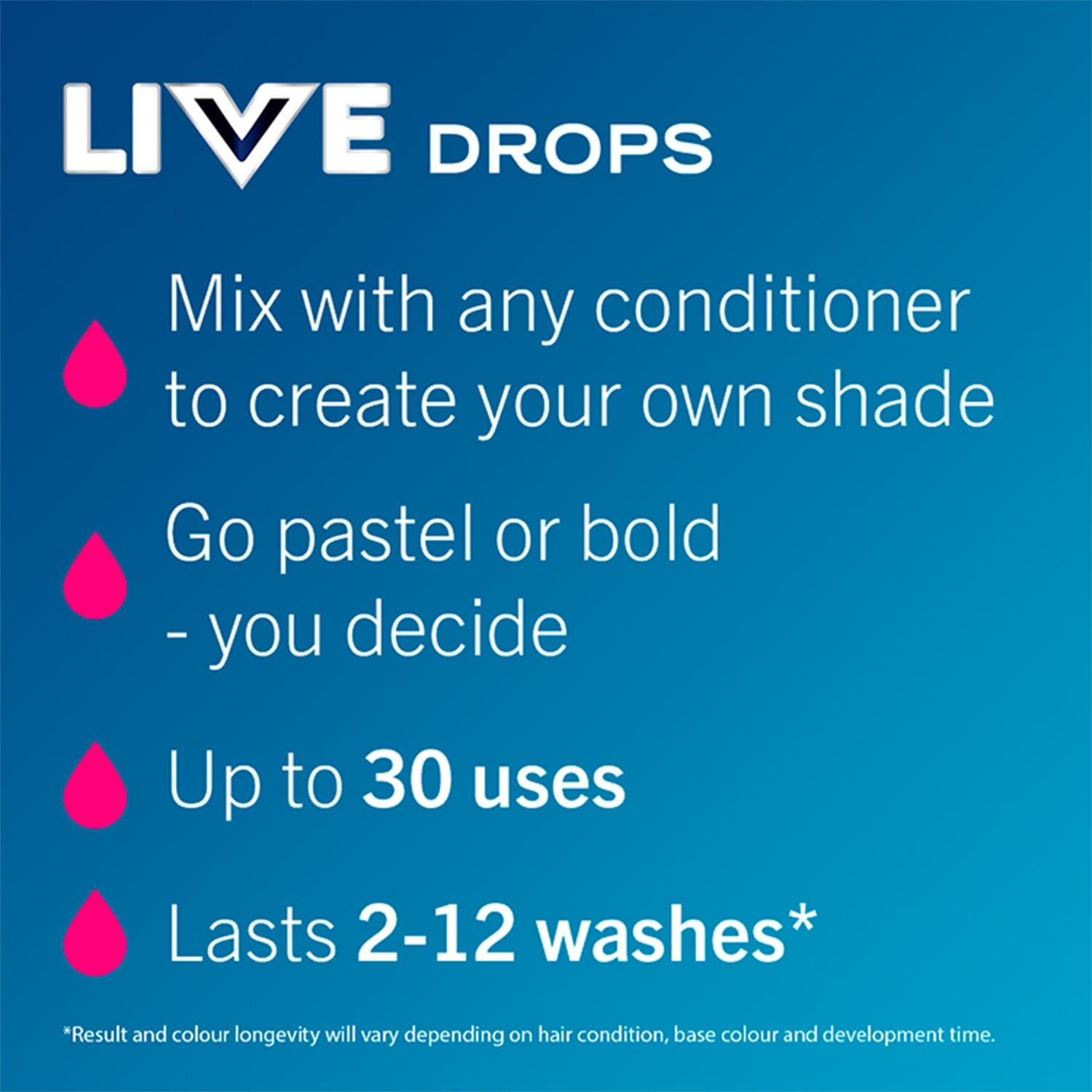 Live Colour Drops Semi-permanent Hair Dye, Petal Pink 3 Pack