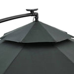 3m Double-top Cantilever Parasol,outdoor Parasol With 8 Led Tubes, Crank Lift With Cross Base