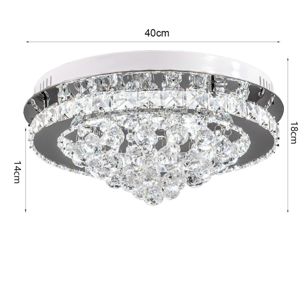 Crystal Round Led Semi Flush Mount Ceiling Light | Cool White