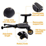 Niversal Stroller Board With Seat – 2-in-1 Buggy Pram Attachment, Black