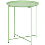 46cm Round Garden Table, Small Side Table W/ Removable Tray | Green