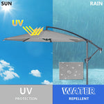 3m Banana Cantilever Patio Parasol For Outdoor Sunshade And Rain With Cross Base | One Size | Light Grey