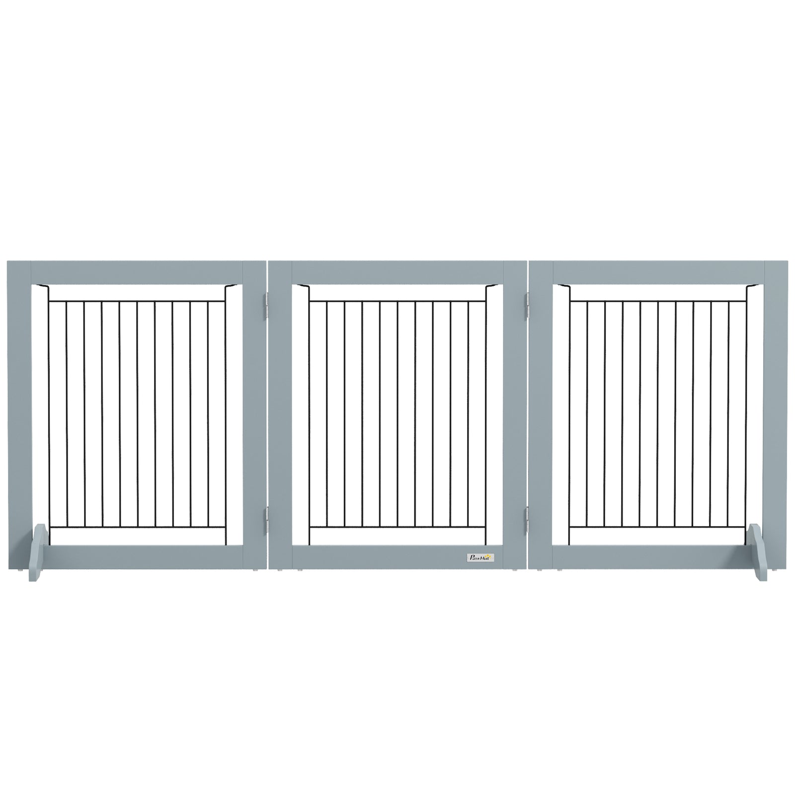 Pawhut Foldable Wooden Pet Gate W/ 3 Panels 2 Support Feet For Small Dogs