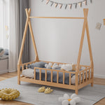 Kid’s Premium Wood House Bed Frame With Fence