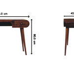 Solid Wood Chestnut London Arch Writing Desk, 2 Drawers, Dark Brown