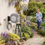 Wall Mounted Retractable Garden Hose Reel With Spray Nozzle | Large