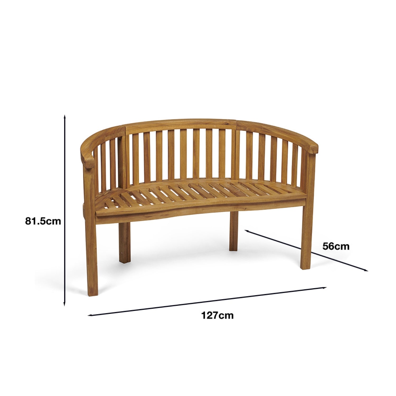 Acacia Wooden Banana Garden Bench | Natural