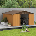 Garden Shed Storage Unit With Locking Door Floor Foundation | Large | Light Yellow