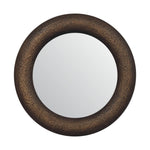 Solid Mango Wood Round Metallic Hammered Mirror