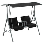 2 Seater Garden Swing Chair W/ Canopy, Drink Tray & Bag