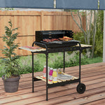 Outsunny Charcoal Barbecue Bbq Grill Trolley W/ 5-level Ash Catcher