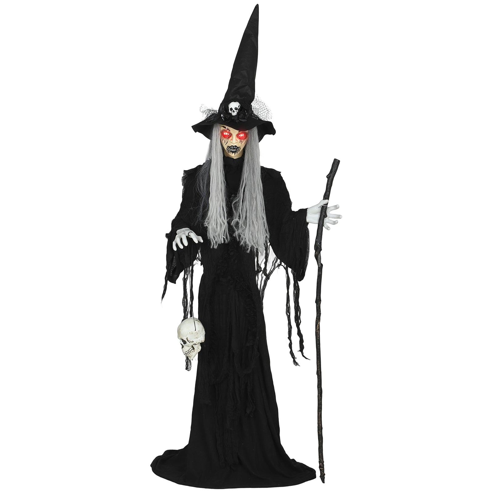 Voice Activated Halloween Animatronics Standing Witch | Black