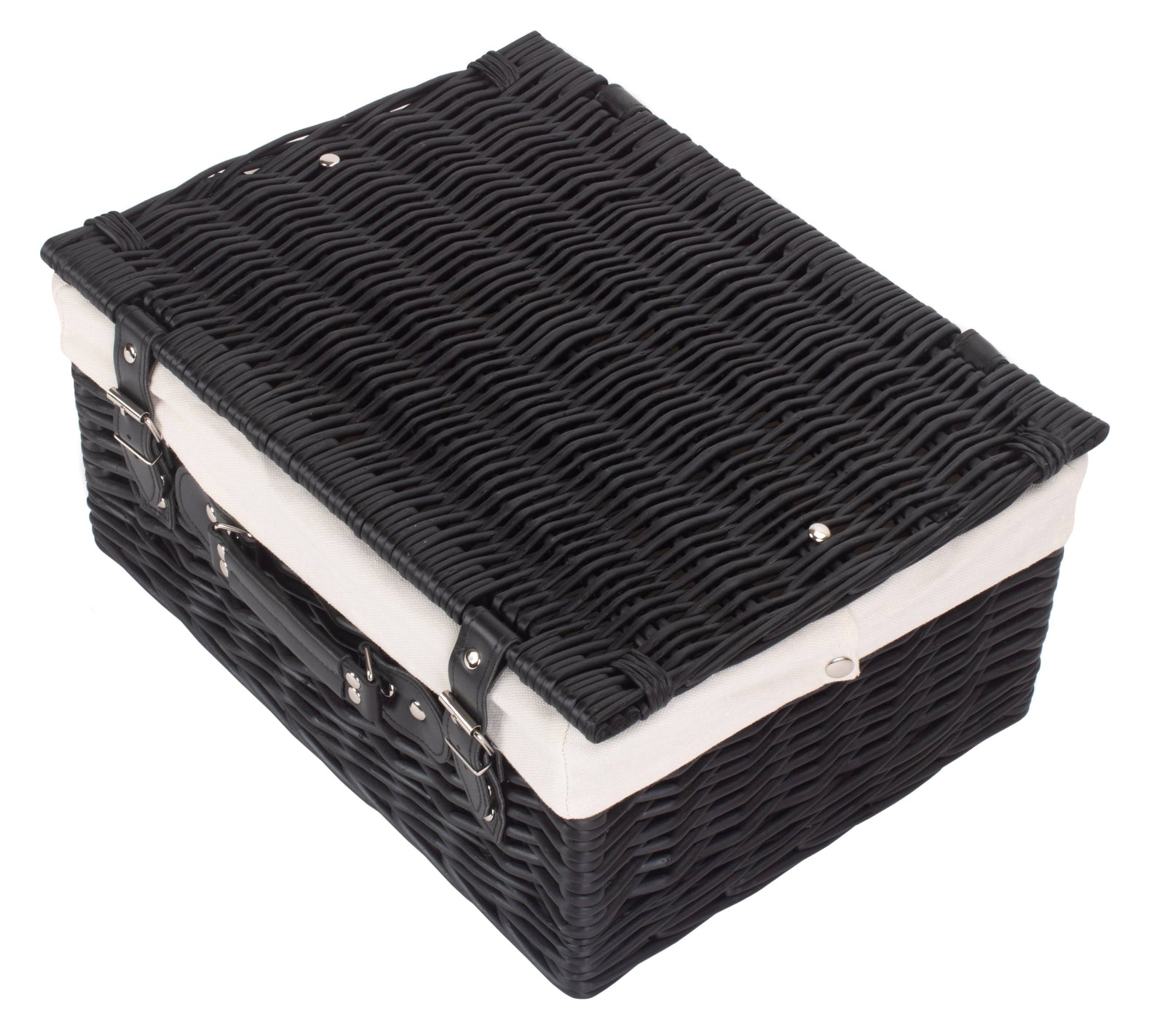 Wicker 40cm Black Hamper | White
