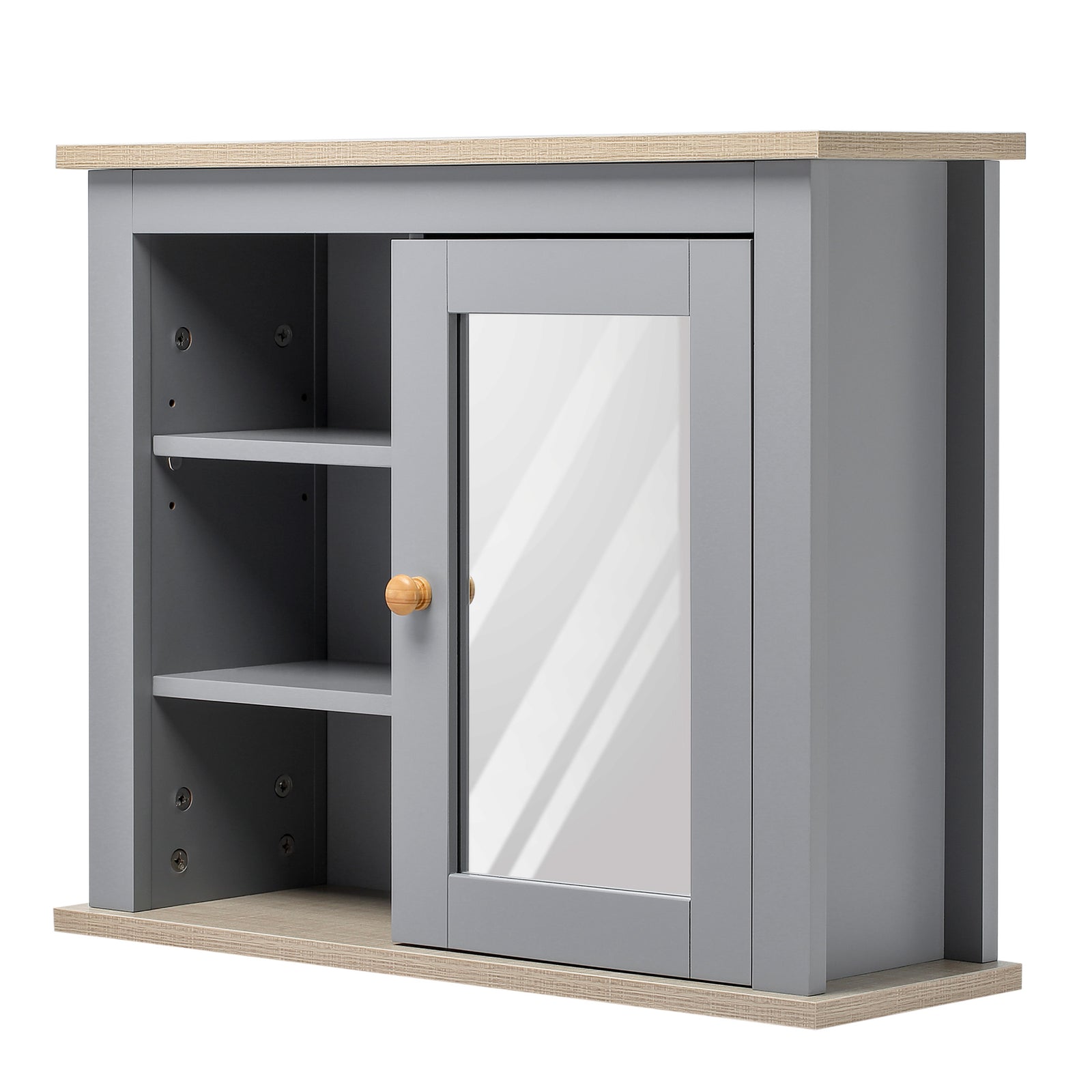 Bathroom Mirror Cabinet Storage Organizer With Open Shelves