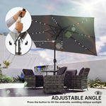 3 X 2 M Garden Parasol Umbrella With Light, Outdoor Patio Umbrella | Black