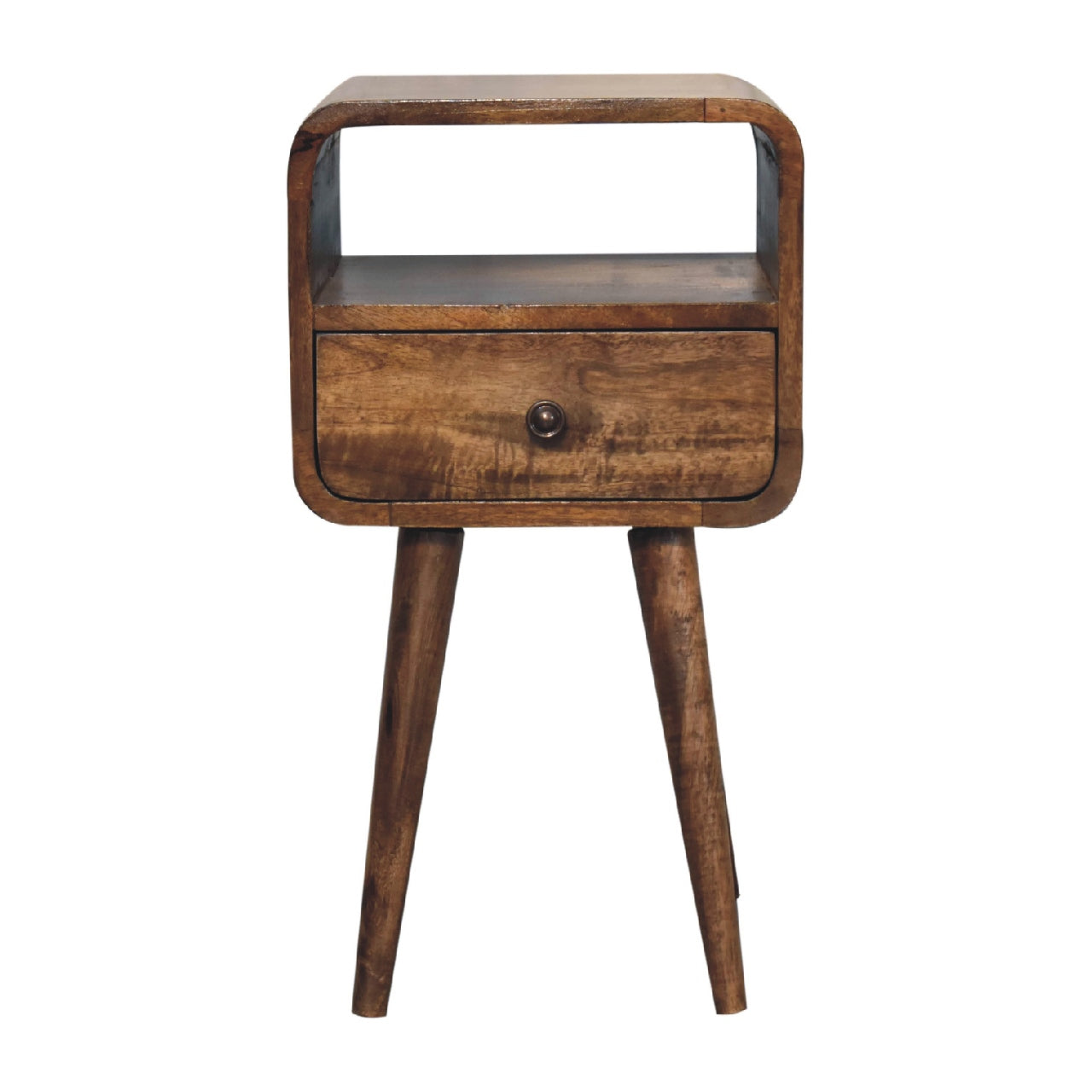 Solid Wood Mini Grey Wash Curve Open Bedside