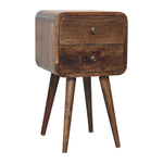 Solid Wood Mini Curved Grey Washed Bedside