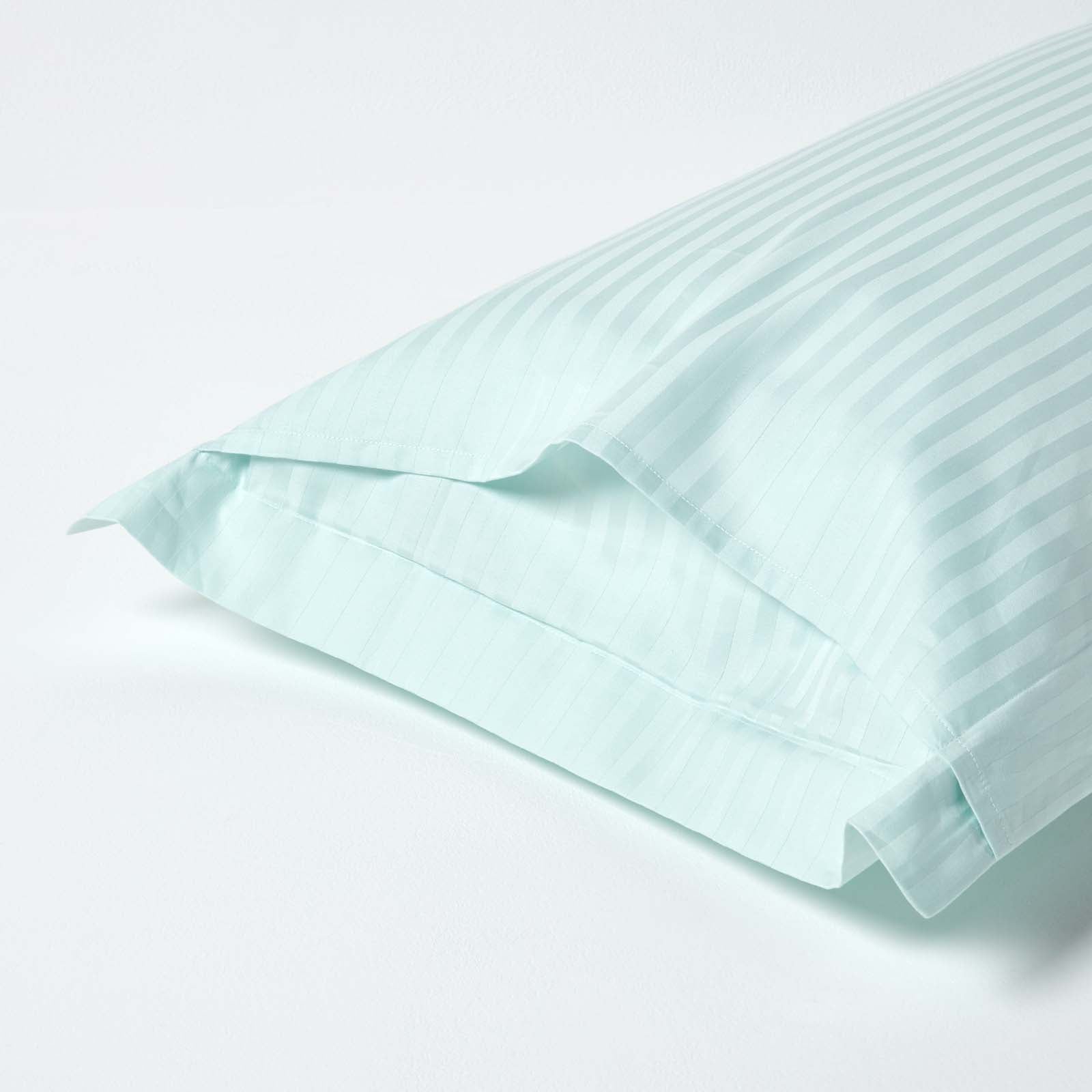 Egyptian Cotton Satin Stripe Oxford Pillowcase 330 Tc | King Pillow Case | Aqua