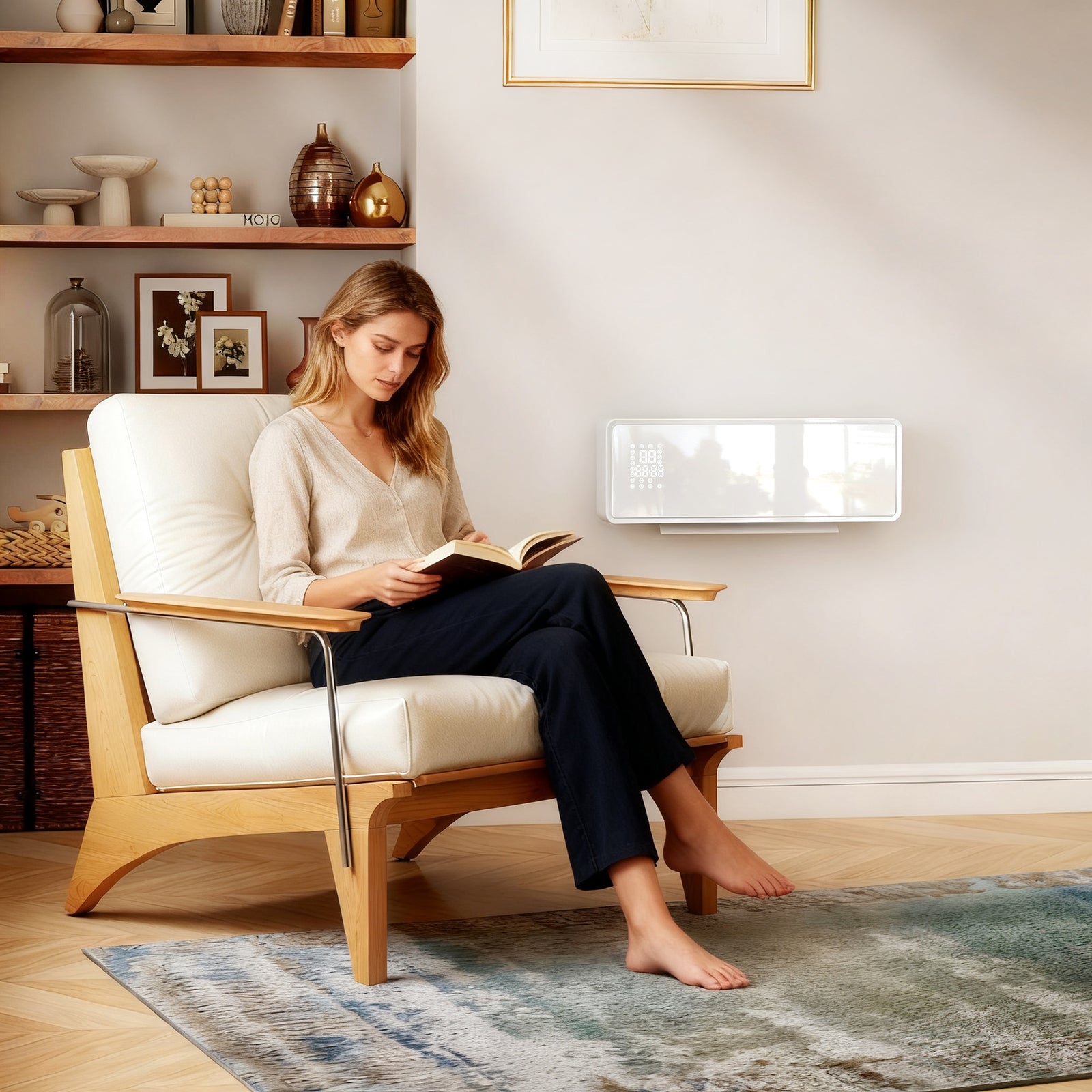2000w Ceramic Electric Heater With Fan, Wall Mounted | White